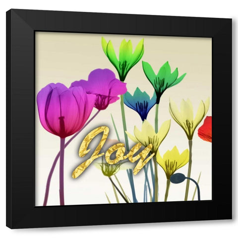 Floral Calm Pop Joy Black Modern Wood Framed Art Print by Koetsier, Albert