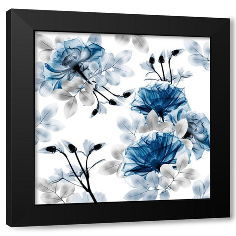 Indigo Bouquets 1 Black Modern Wood Framed Art Print by Koetsier, Albert