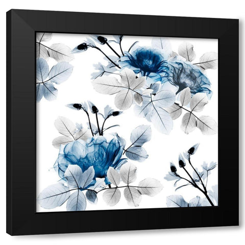 Indigo Bouquets 2 Black Modern Wood Framed Art Print by Koetsier, Albert