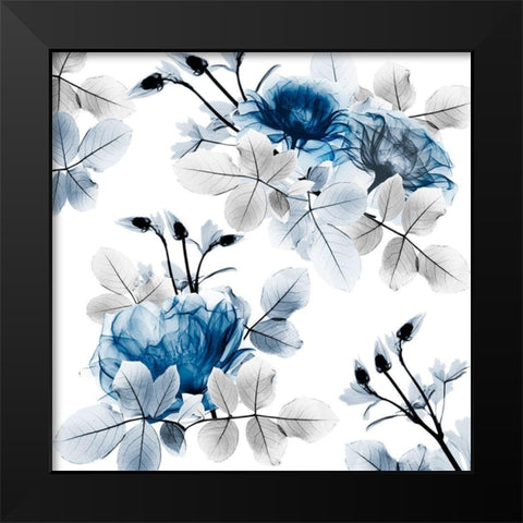 Indigo Bouquets 2 Black Modern Wood Framed Art Print by Koetsier, Albert