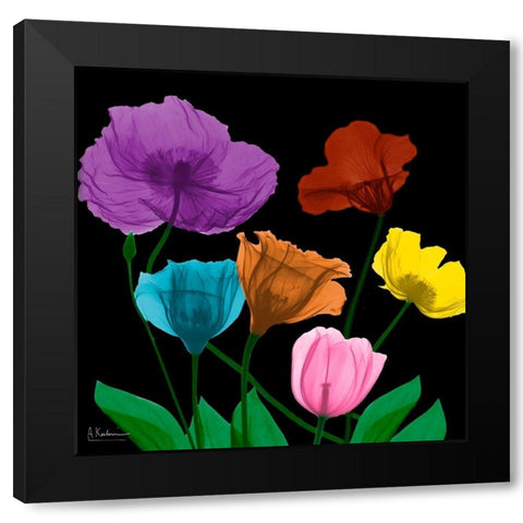 Jewel Floral Cluster 4 Black Modern Wood Framed Art Print by Koetsier, Albert