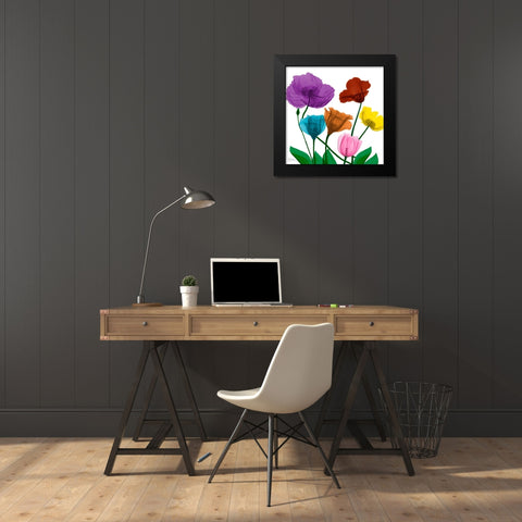 Jewel Floral Cluster 2 Black Modern Wood Framed Art Print by Koetsier, Albert