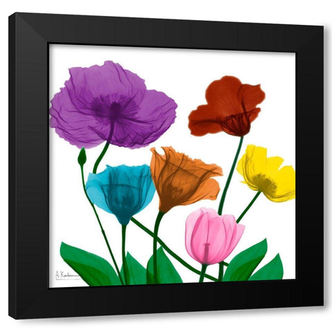 Jewel Floral Cluster 2 Black Modern Wood Framed Art Print by Koetsier, Albert