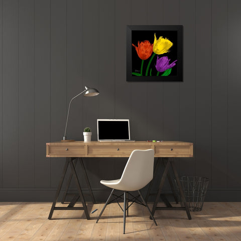 Shiny Jewel Tulips 4 Black Modern Wood Framed Art Print by Koetsier, Albert