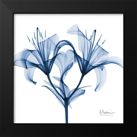 Indigo Lily Black Modern Wood Framed Art Print by Koetsier, Albert