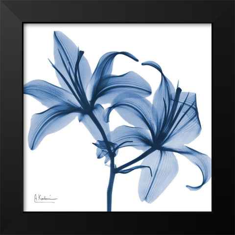 Indigo Infused Lily Black Modern Wood Framed Art Print by Koetsier, Albert