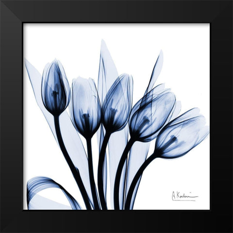 Marvelous Indigo Tulips Black Modern Wood Framed Art Print by Koetsier, Albert