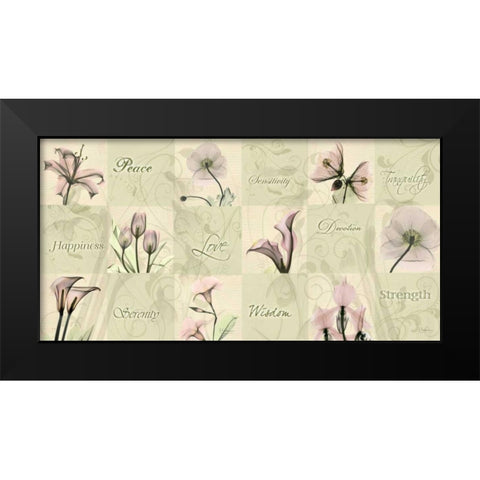 Blushing Buds Black Modern Wood Framed Art Print by Koetsier, Albert