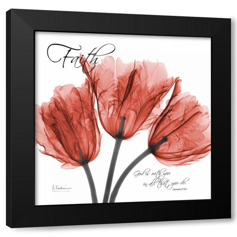 Royal Red Tulip -Faith Black Modern Wood Framed Art Print with Double Matting by Koetsier, Albert