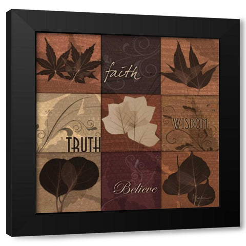 Autumn Squares 1 Black Modern Wood Framed Art Print with Double Matting by Koetsier, Albert