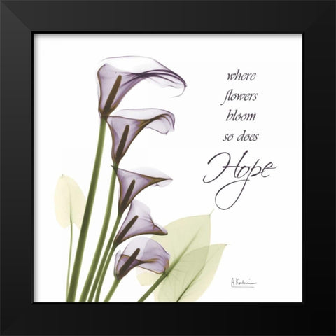 Swaying Callas - Hope Black Modern Wood Framed Art Print by Koetsier, Albert