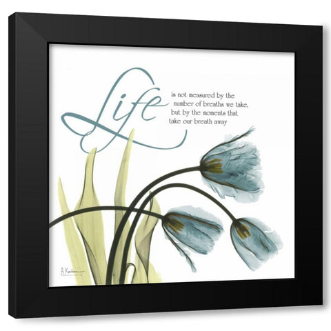 Swaying Tulips  Blue - Life Black Modern Wood Framed Art Print by Koetsier, Albert