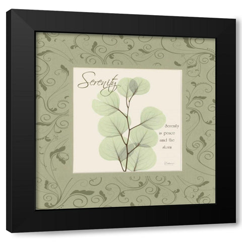 Serenity on Green Damask Black Modern Wood Framed Art Print with Double Matting by Koetsier, Albert