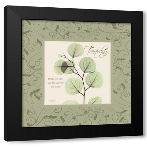 Tranquility on Green Damask Black Modern Wood Framed Art Print with Double Matting by Koetsier, Albert