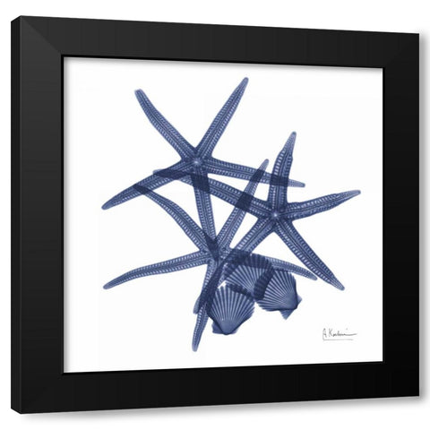Sea Life in Blue Black Modern Wood Framed Art Print with Double Matting by Koetsier, Albert