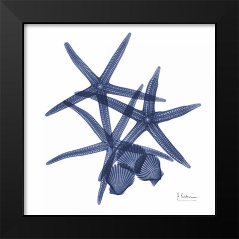 Sea Life in Blue Black Modern Wood Framed Art Print by Koetsier, Albert