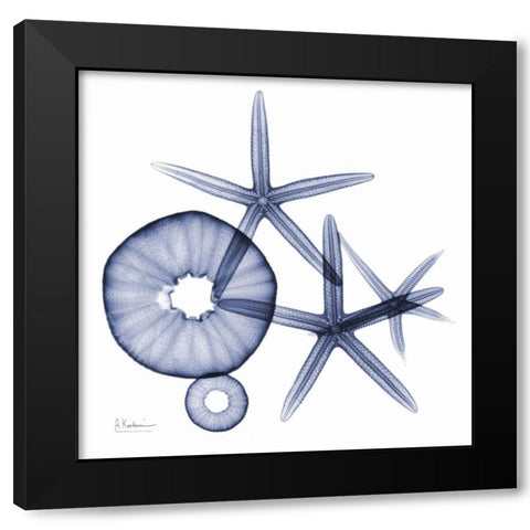 Sea Life in Blue 2 Black Modern Wood Framed Art Print with Double Matting by Koetsier, Albert