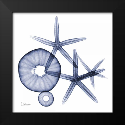 Sea Life in Blue 2 Black Modern Wood Framed Art Print by Koetsier, Albert