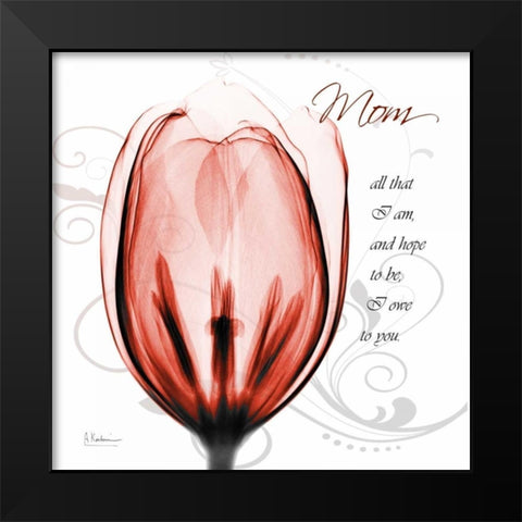 Happy Tulip in Red - Mom Black Modern Wood Framed Art Print by Koetsier, Albert