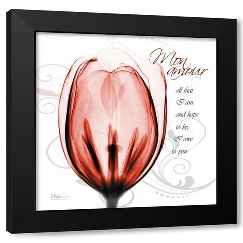 Happy Tulip in Red - Mon Amour Black Modern Wood Framed Art Print with Double Matting by Koetsier, Albert