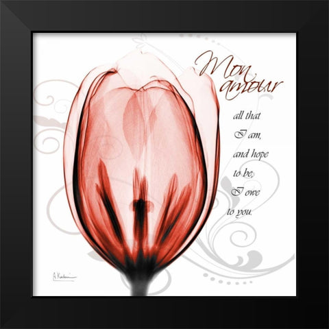 Happy Tulip in Red - Mon Amour Black Modern Wood Framed Art Print by Koetsier, Albert