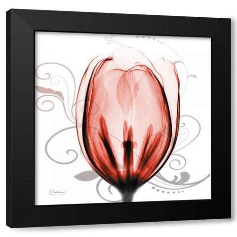 Happy Tulip in Red Black Modern Wood Framed Art Print with Double Matting by Koetsier, Albert