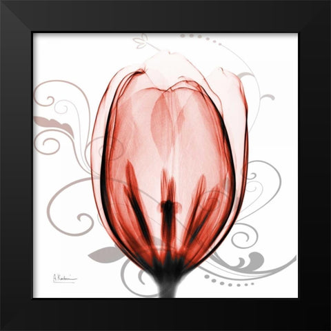 Happy Tulip in Red Black Modern Wood Framed Art Print by Koetsier, Albert