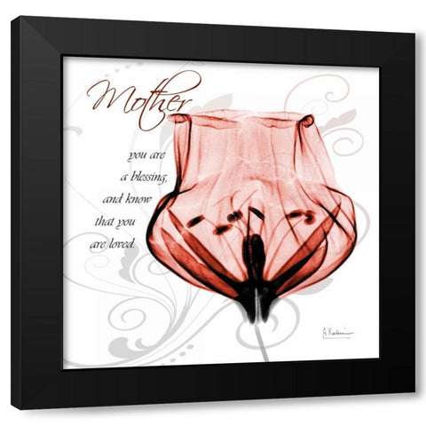 Dancing Tulip in Red - Mother Black Modern Wood Framed Art Print with Double Matting by Koetsier, Albert