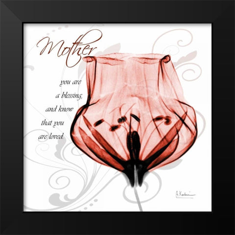 Dancing Tulip in Red - Mother Black Modern Wood Framed Art Print by Koetsier, Albert