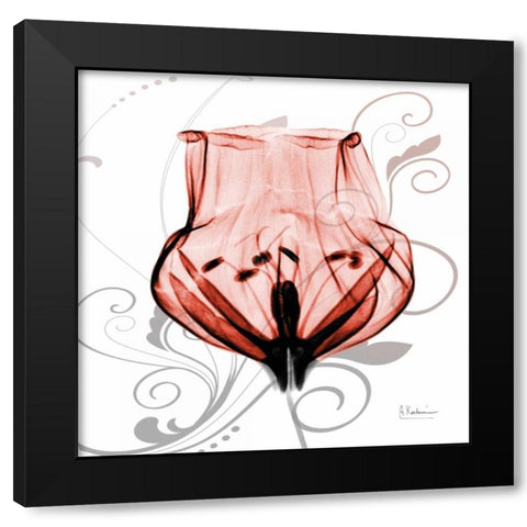 Dancing Tulip in Red Black Modern Wood Framed Art Print with Double Matting by Koetsier, Albert