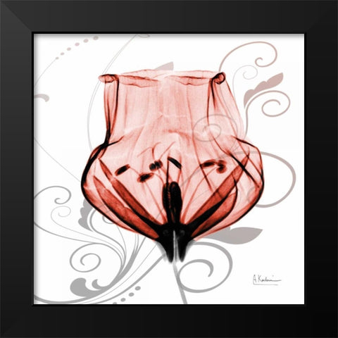 Dancing Tulip in Red Black Modern Wood Framed Art Print by Koetsier, Albert