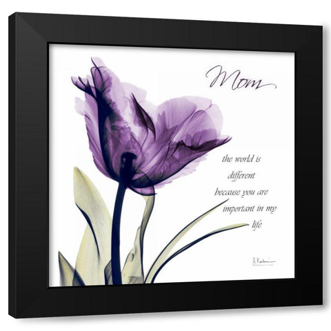 Mom - Purple Tulip Black Modern Wood Framed Art Print with Double Matting by Koetsier, Albert