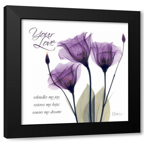 Your Love - Purple Tulip Black Modern Wood Framed Art Print with Double Matting by Koetsier, Albert