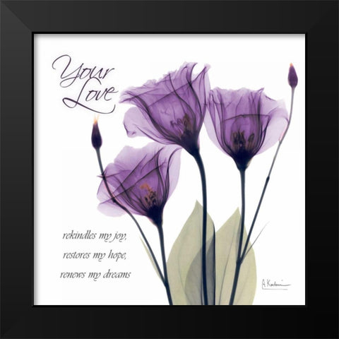 Your Love - Purple Tulip Black Modern Wood Framed Art Print by Koetsier, Albert