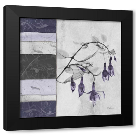 Bleeding Heart on Damask Black Modern Wood Framed Art Print with Double Matting by Koetsier, Albert