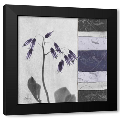 Leaning Bleeding Heart on Damask Black Modern Wood Framed Art Print with Double Matting by Koetsier, Albert