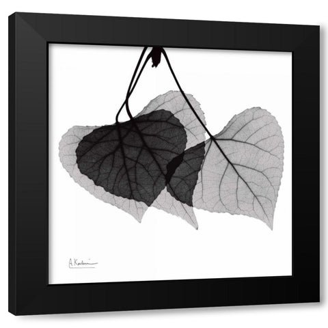 Three Leaves Three Black Modern Wood Framed Art Print with Double Matting by Koetsier, Albert