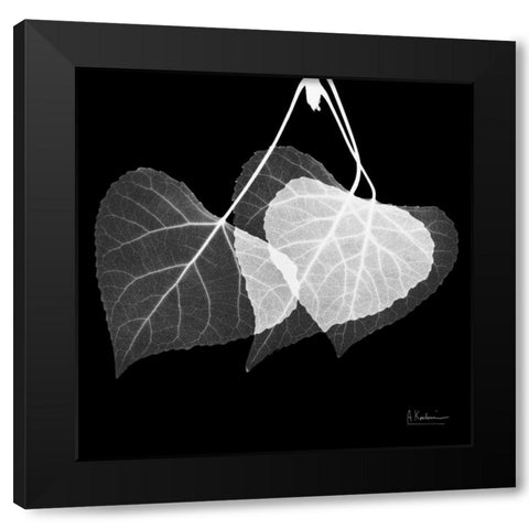 Three Leaves Three on Black Black Modern Wood Framed Art Print with Double Matting by Koetsier, Albert