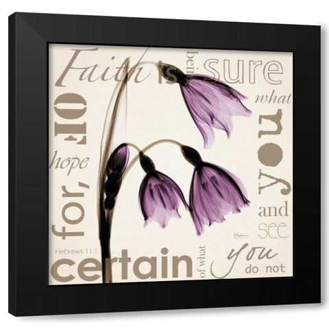 Faith - Violet Tulips Black Modern Wood Framed Art Print with Double Matting by Koetsier, Albert