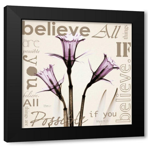 Believe - Violet Daffodils Black Modern Wood Framed Art Print with Double Matting by Koetsier, Albert