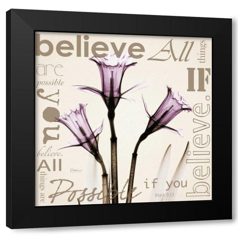 Believe - Violet Daffodils Black Modern Wood Framed Art Print by Koetsier, Albert