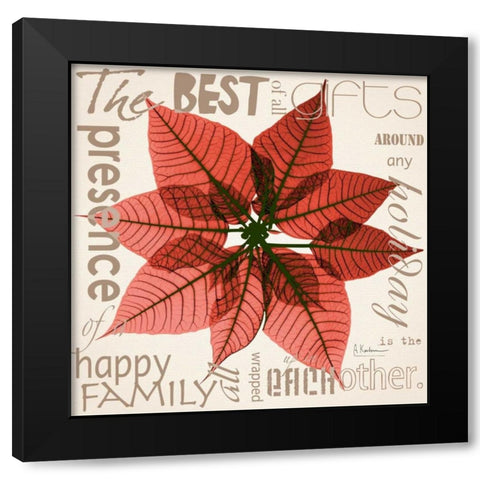 Poinsettia Black Modern Wood Framed Art Print with Double Matting by Koetsier, Albert