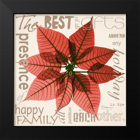 Poinsettia Black Modern Wood Framed Art Print by Koetsier, Albert