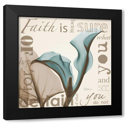 Faith - Blue Calla Lily Black Modern Wood Framed Art Print with Double Matting by Koetsier, Albert