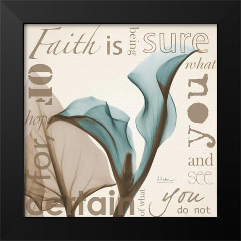 Faith - Blue Calla Lily Black Modern Wood Framed Art Print by Koetsier, Albert