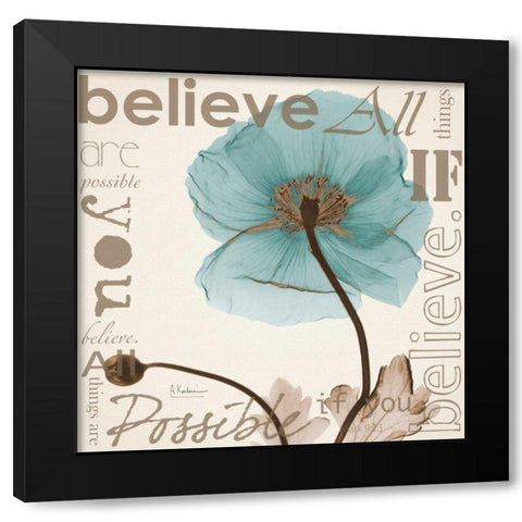 Believe - Blue Poppy Black Modern Wood Framed Art Print with Double Matting by Koetsier, Albert