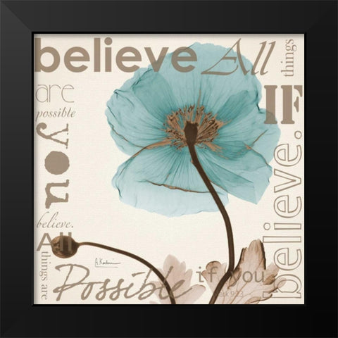 Believe - Blue Poppy Black Modern Wood Framed Art Print by Koetsier, Albert