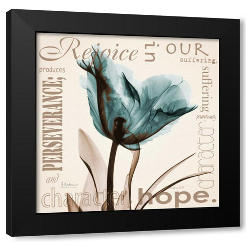 Rejoice - Blue Tulip Black Modern Wood Framed Art Print with Double Matting by Koetsier, Albert