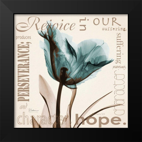 Rejoice - Blue Tulip Black Modern Wood Framed Art Print by Koetsier, Albert