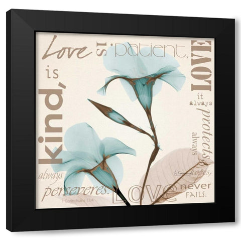 Love - Blue Beauties Black Modern Wood Framed Art Print with Double Matting by Koetsier, Albert